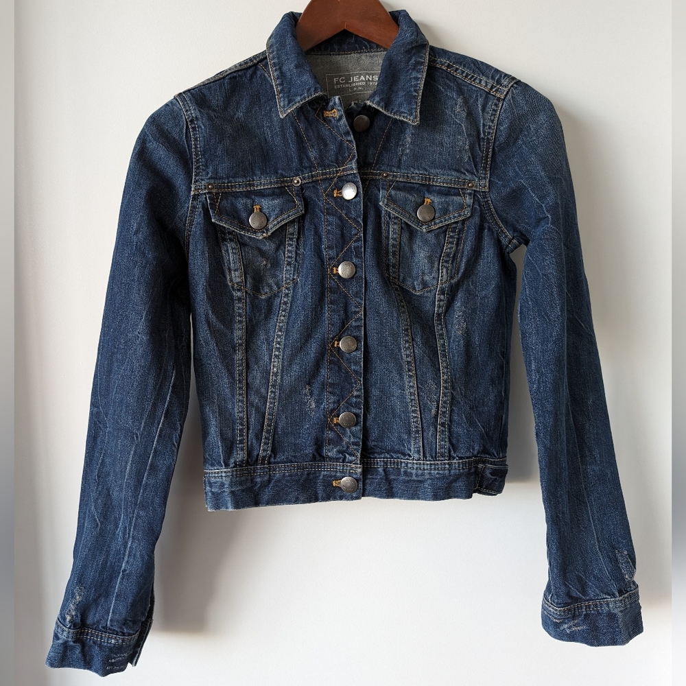 FC Jeans Distressed Jean Jacket Sz 2